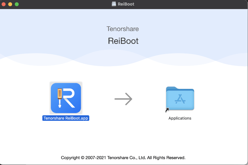 Macはインストールするときにアプリケーションファイルに入れる、TenorshareのReiBootを使ってみる