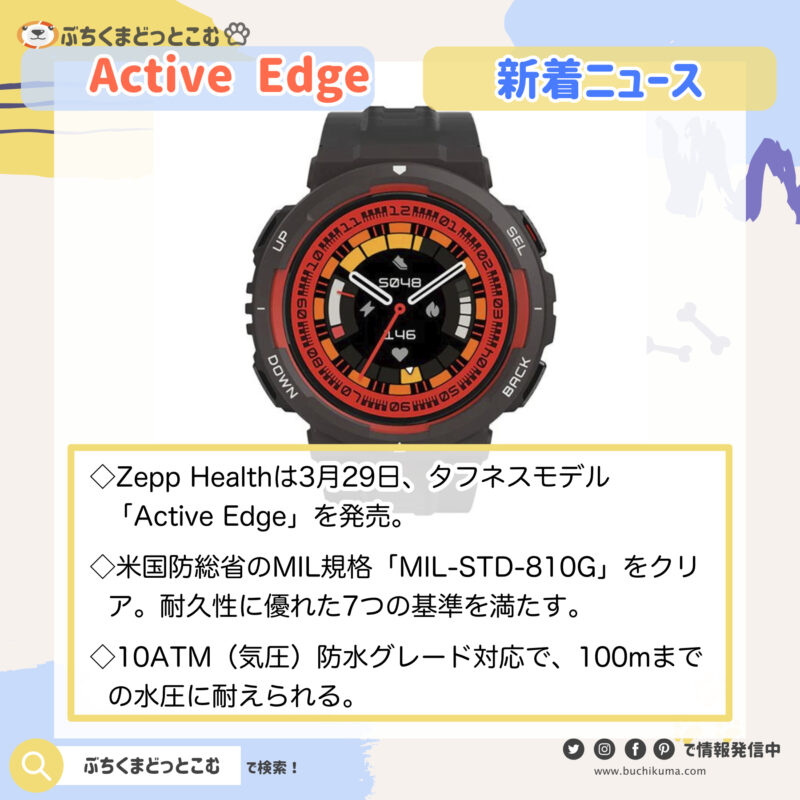 Amazfit、タフネススマートウォッチ「Active Edge」を発売