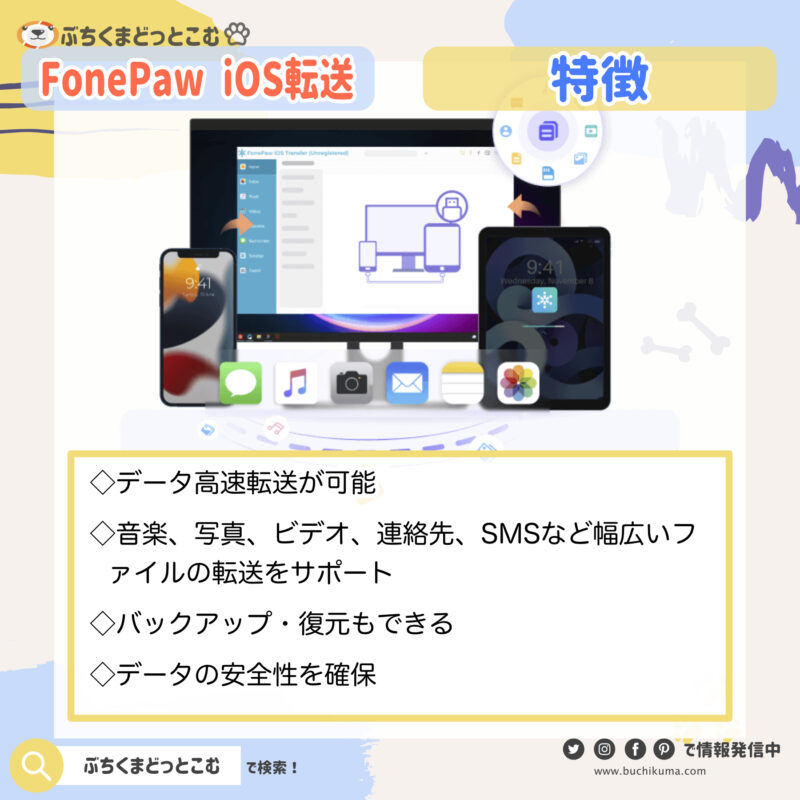 FonePaw iOS転送の特徴、簡単まとめ