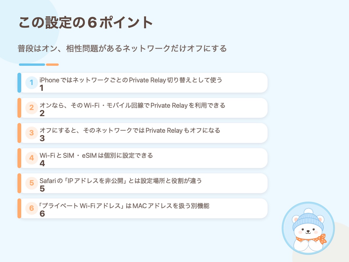 IPアドレスのトラッキングを制限設定で覚えておきたい6つのポイントをまとめた資料画像
