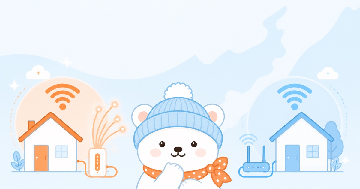 新潟の地域インターネット回線NCTとNCVを比較するしろくまのイラスト